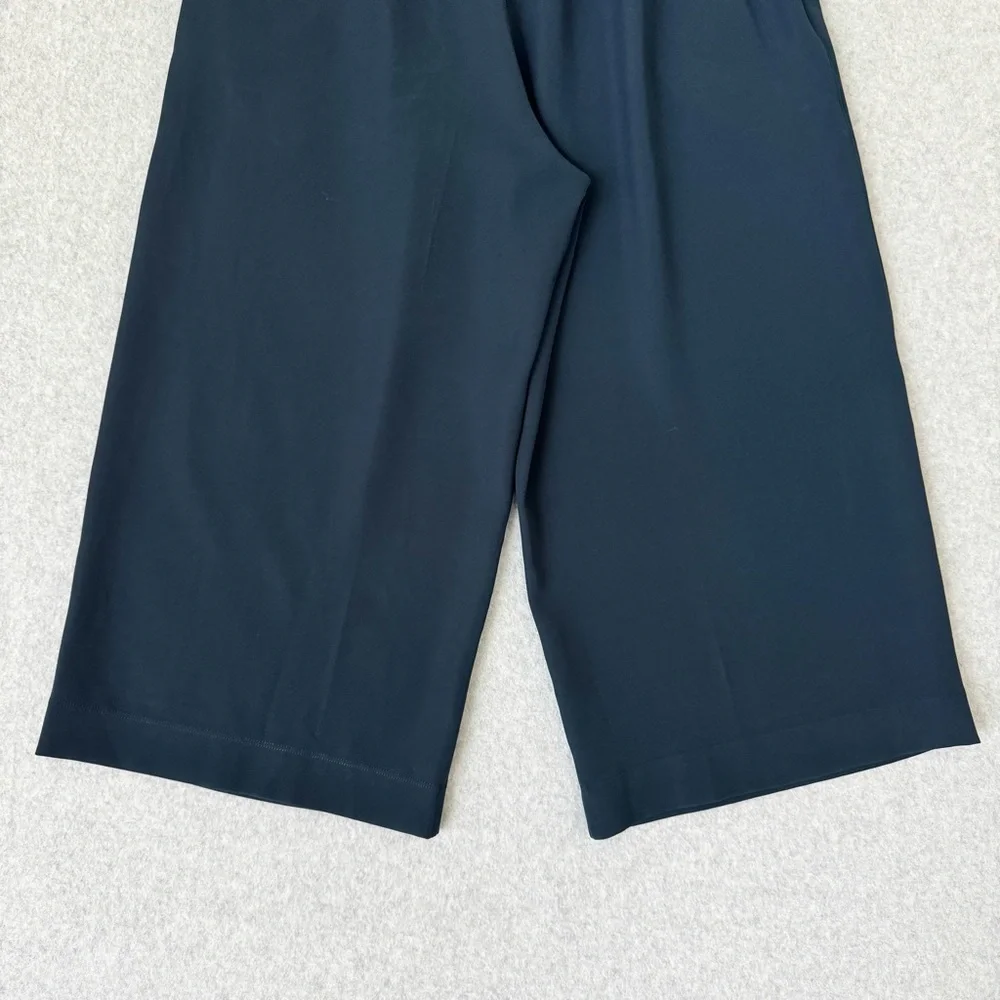 Lululemon Noir Wide Leg Cropped Pants Size 10 Navy Blue Tie Waist Culottes - Picture 10 of 16